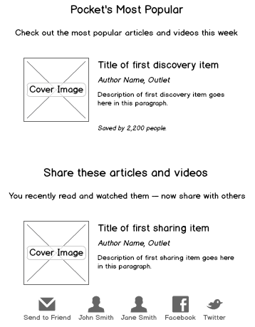 Example of potential discovery and sharing combination email for Pocket app